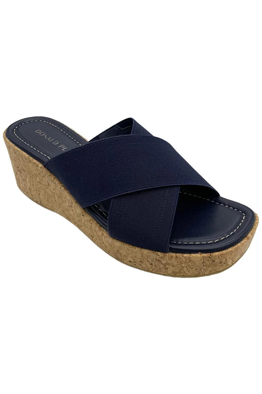 Donald Pliner Women's Jocelyn Wedge Sandal Basic Elastic Navy - Medium